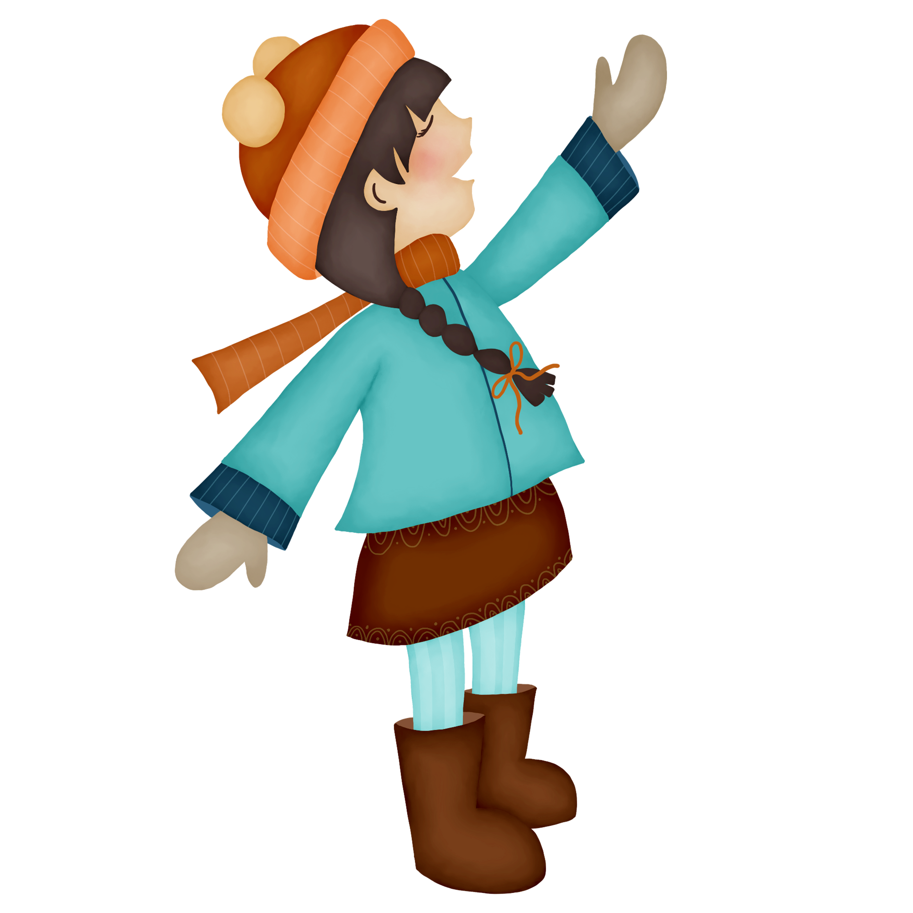 Girl playing in the snow.